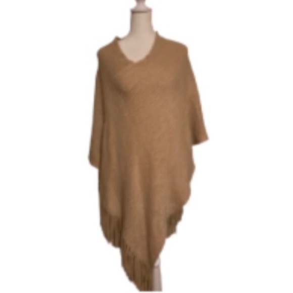 NWT Time and Tru Tan Poncho with Fringe Size L/XL - Picture 6 of 14